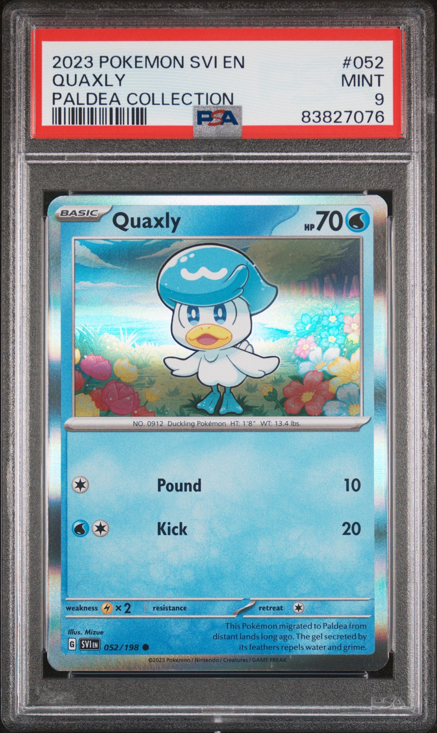 2023 Pokemon Scarlet & Violet Quaxly Paldea Collection #52 PSA 9 Graded Card - Perfect for Collectors, Gaming Enthusiasts & Pokemon TCG Battles
