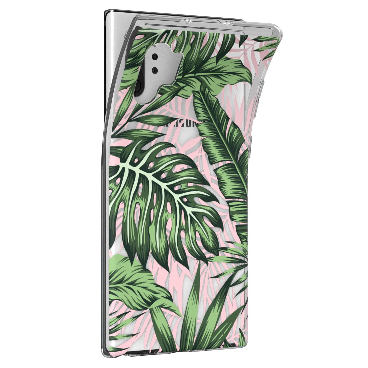 Samsung Galaxy S24 S23 Ultra S22 S21 FE S20 S10 Phone Case - Slim Flexible TPU Cover with Tropical Leaf Design, Lightweight Protective Case for Everyday Use, Travel & Outdoor Activities (Pink)