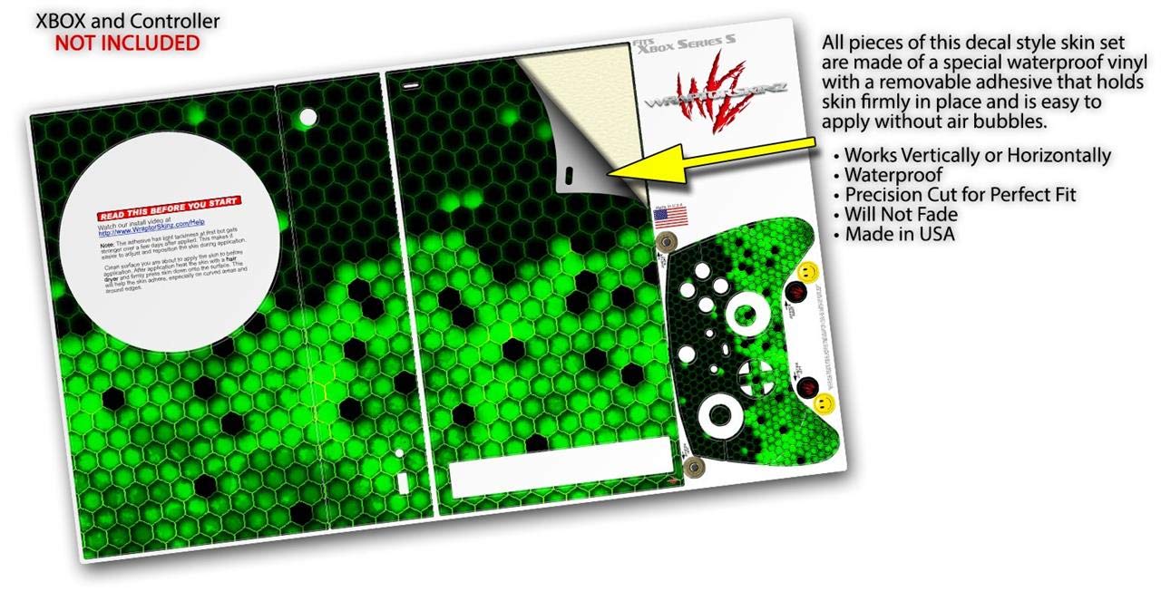 XBOX Series S Console & Controller Vinyl Wrap Skin Decal - HEX Green | Compatible with XBOX Series S (Console Not Included) | Perfect for Gaming Setup, Customization & Protection