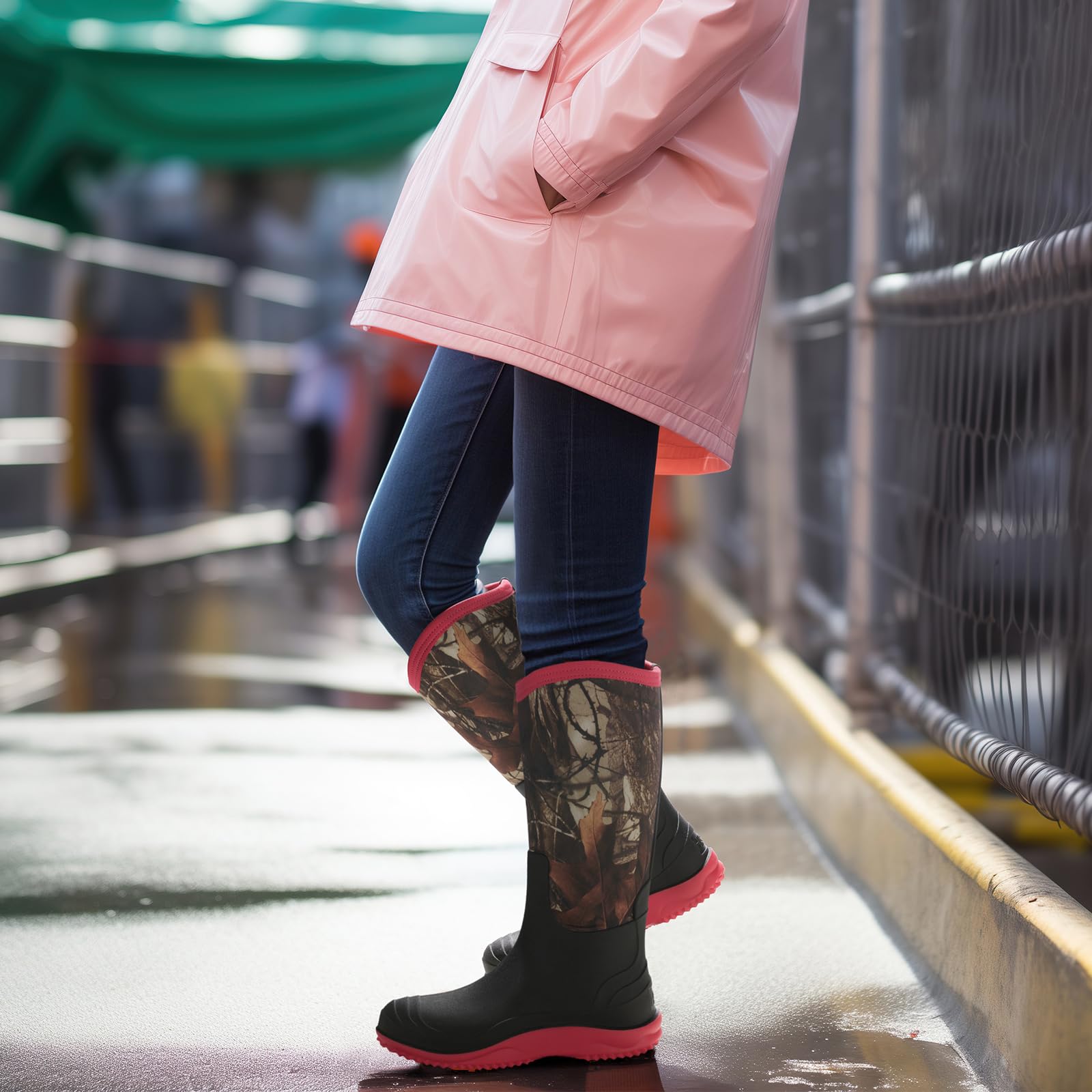 HISEA Women's Waterproof Neoprene Muck Boots - Insulated Rubber Garden Boots for Hunting, Farming, Yard Work | Comfortable & Durable for Outdoor Activities (US Sizes 6-11) - Perfect for Rainy Days, Muddy Terrains & Winter Conditions