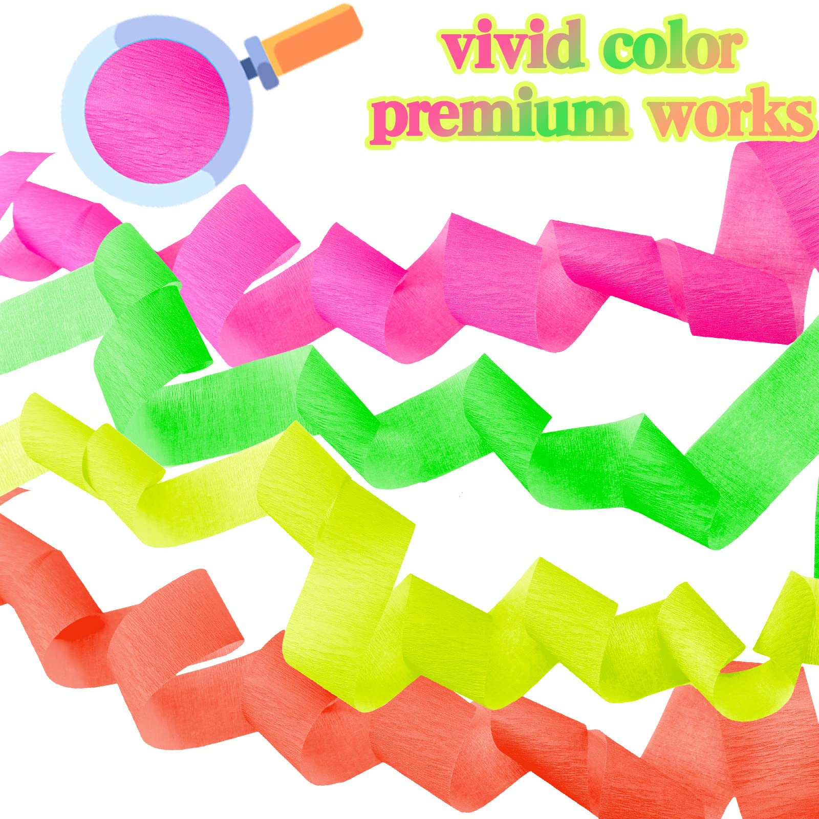 36 Rolls Glow in The Dark Streamers - UV Reactive Fluorescent Crepe Paper for Black Light Parties, Birthday Decorations & Halloween Supplies - Perfect for Neon Themed Events, Raves, and Glow-in-the-Dark Celebrations