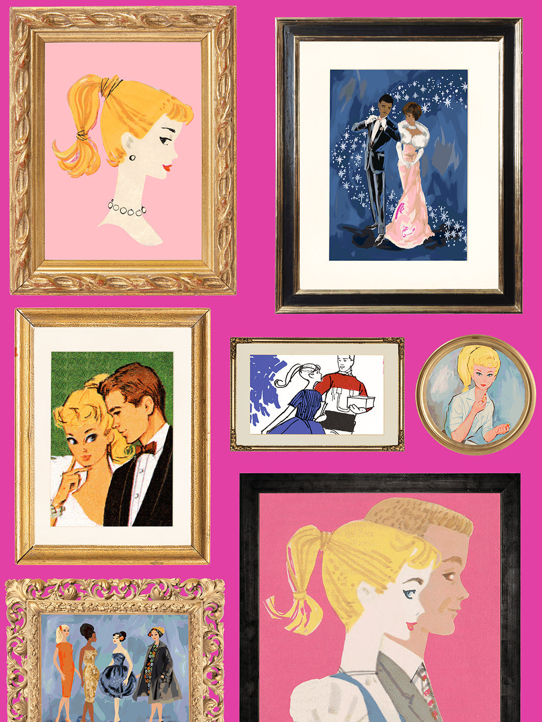 Barbie™ Pink Illustrated Wallpaper for Gallery Walls - Perfect for Kids' Rooms, Playrooms & Nursery Decor