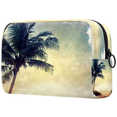 Grunge Palm Trees Cosmetic Bag - Waterproof Makeup Pouch & Travel Toiletry Organizer for Women & Girls - Perfect for Beach Vacation, Gym, Camping & Daily Essentials Storage
