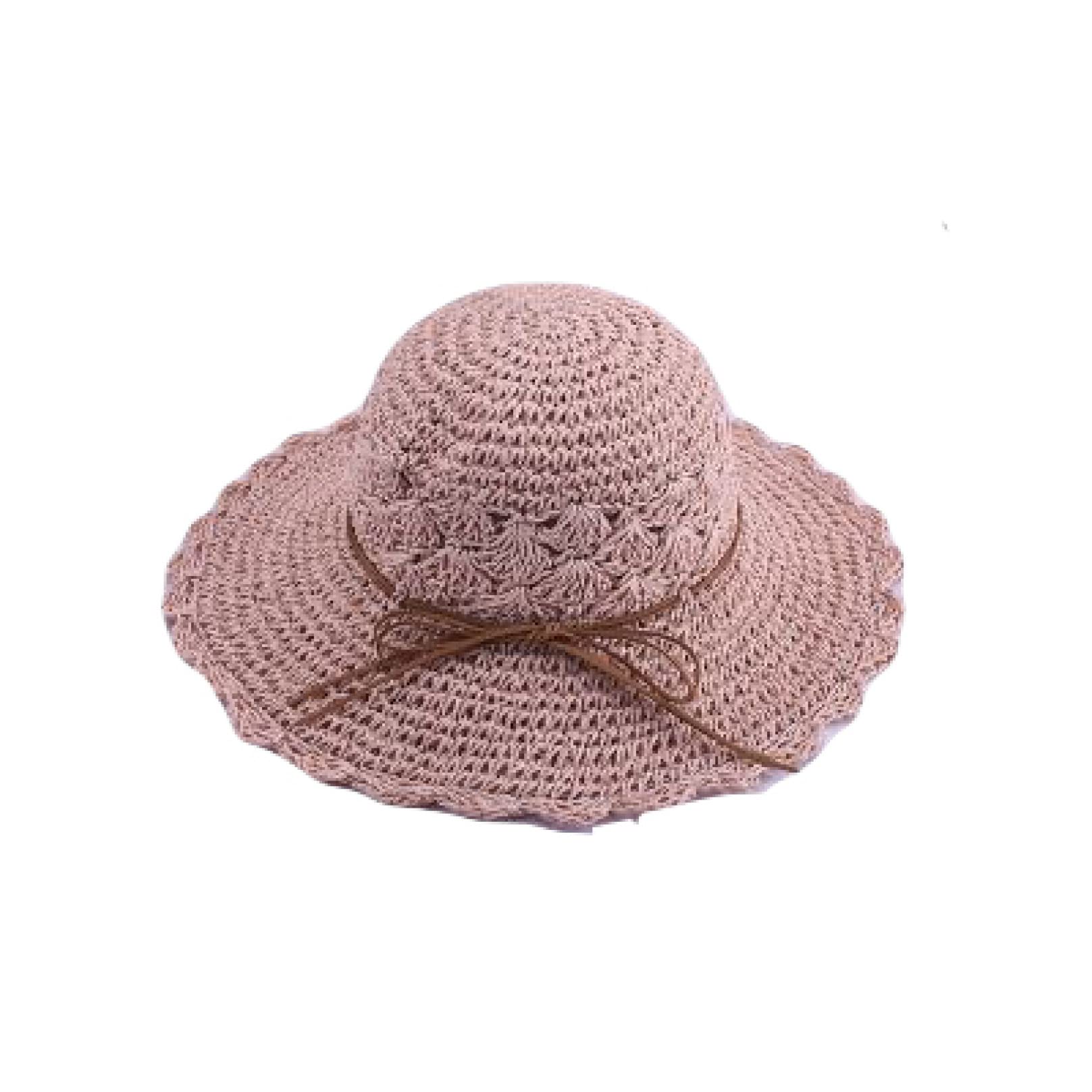 Women's Wide Brim Sun Hat - Foldable Straw Beach Hat for Summer UV Protection - Handmade Crochet Sun Visor with Long Brim - Perfect for Beach Vacations, Poolside Lounging & Outdoor Activities