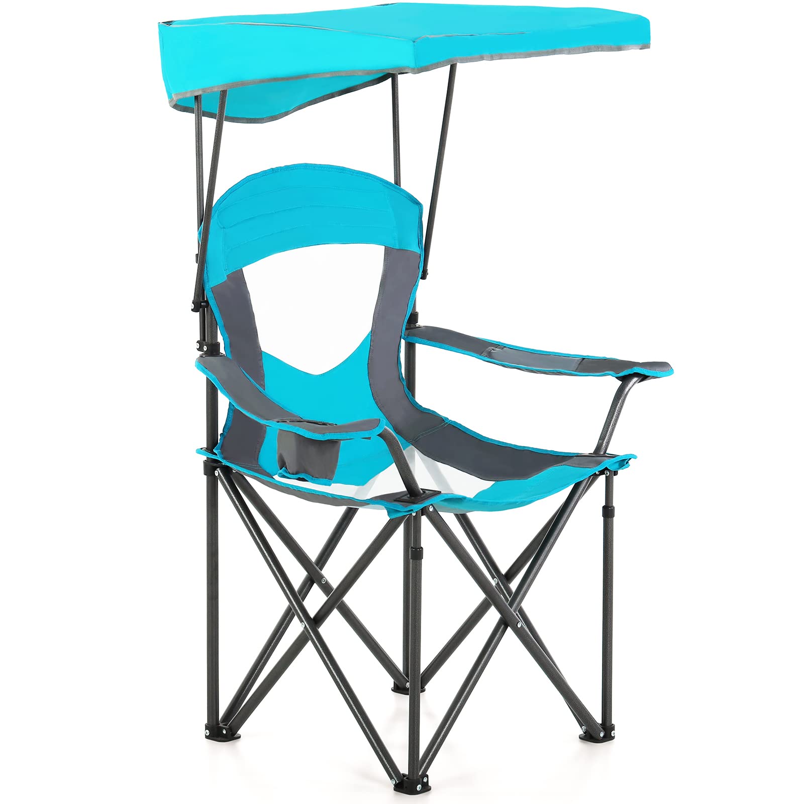 ALPHA CAMP Oversized Folding Camping Chair with Retractable UPF 50+ Sunshade - Portable Heavy Duty Lawn Chair for Outdoor Camping, Beach, Picnic, Hiking, Fishing, and Backyard Relaxation