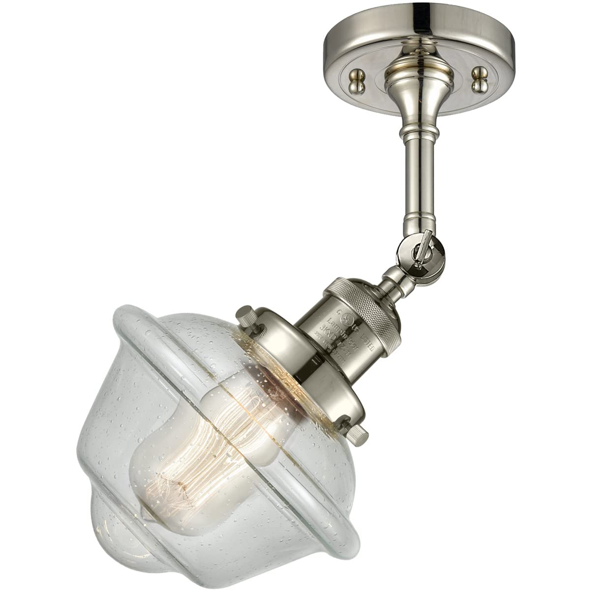 Innovations 201F-PN-G534-LED Semi-Flush Mount Ceiling Light Fixture - Polished Nickel Finish, Energy Efficient LED Lighting for Bedroom, Hallway, Kitchen & Living Room