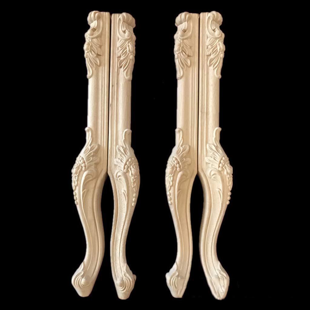4 Pack Solid Oak Wood European Carved Furniture Legs - Heavy Duty Replacement Feet for Sofa, Chair, Table - Classic Home Decor Upgrade for Living Room, Bedroom, Dining Room