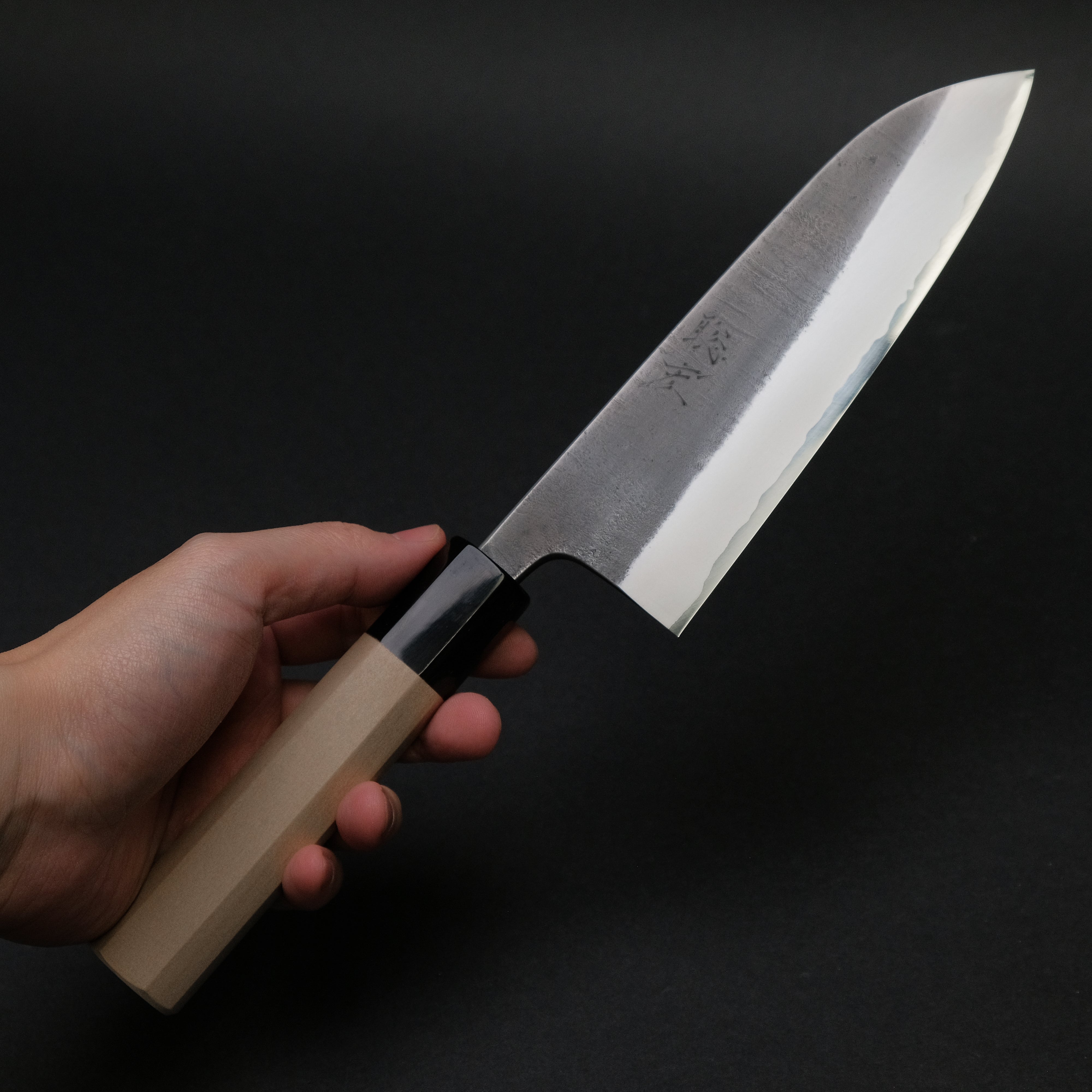 Premium Toshihiro Wakui White #2 Steel Nashiji Santoku Knife 165mm with Magnolia Wood Handle - Japanese Kitchen Knife for Slicing, Dicing & Chopping Vegetables, Meat & Fish