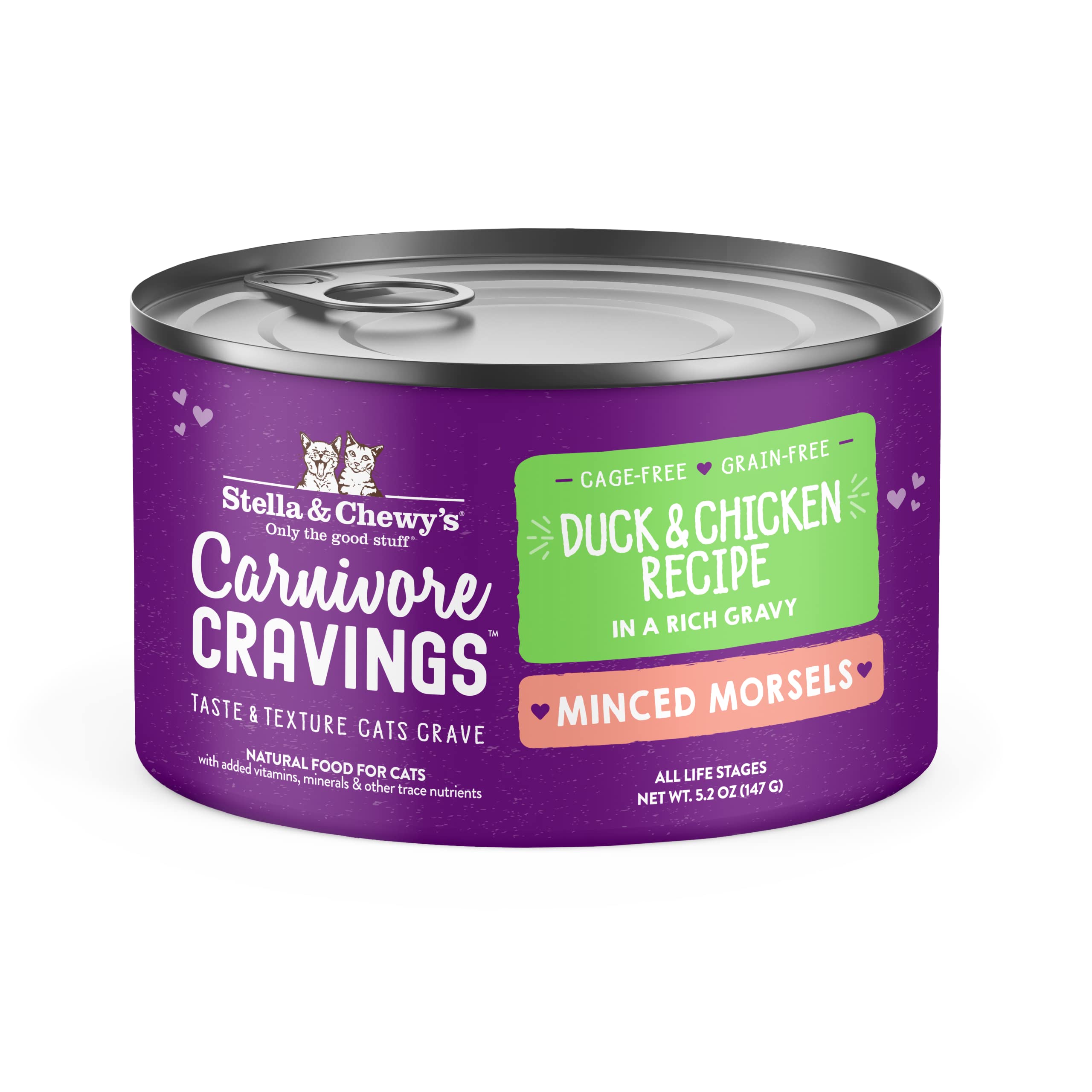Stella & Chewy's Grain Free Wet Cat Food - High Protein Cage-Free Chicken & Duck Recipe in 5.2oz Cans (Pack of 24) | Natural Cat Food for Adult & Senior Cats | Perfect for Picky Eaters & Weight Management