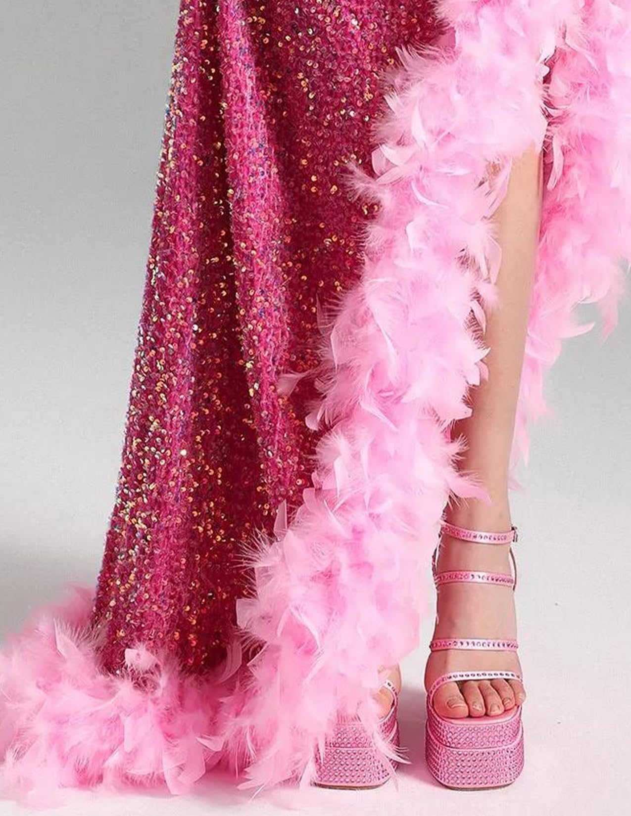 BELLA BARNETT Women's Pink Feather Sequin Bodycon Dress - Elegant Cocktail Party Dress for Night Out, Club Wear, Prom & Special Occasions