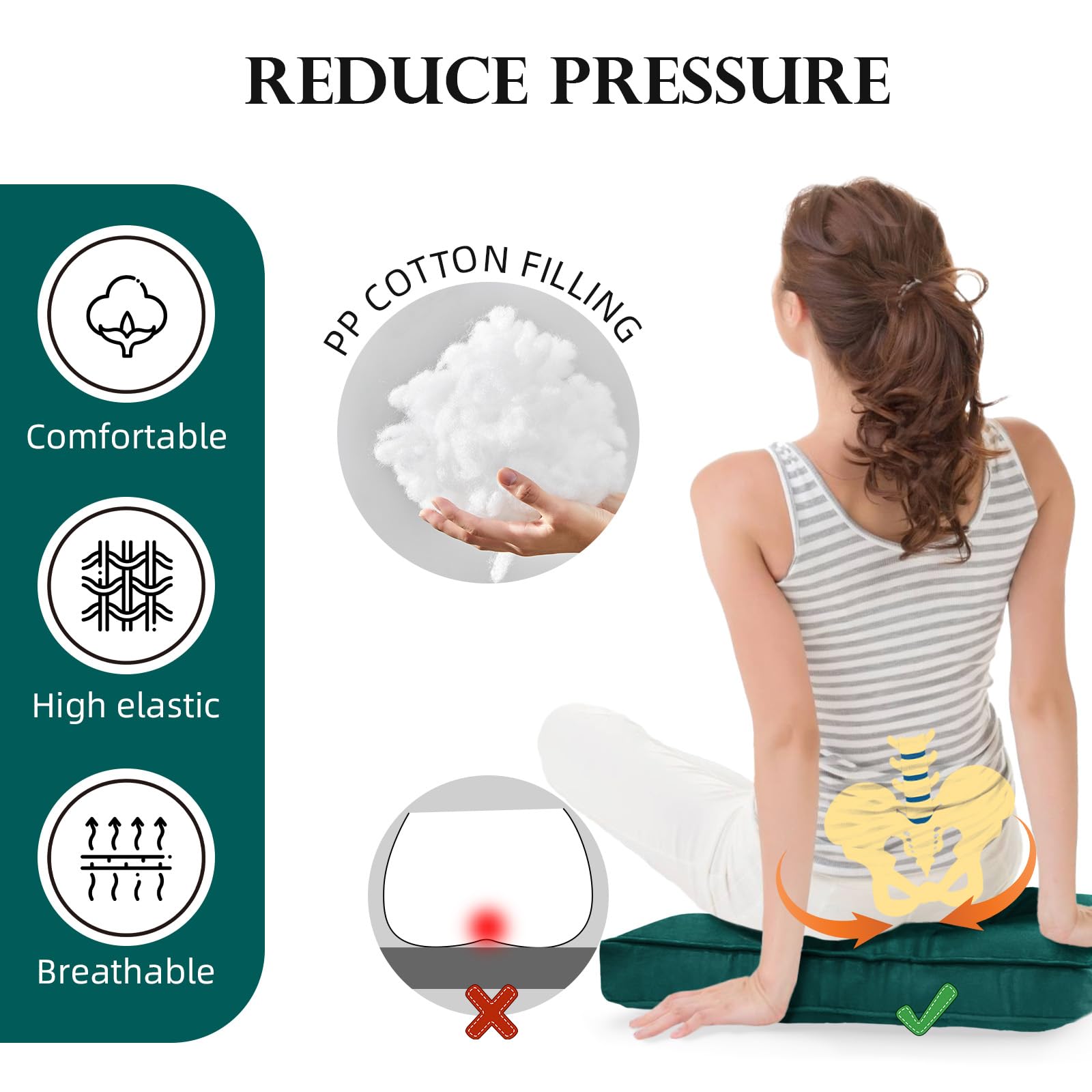 Premium Soft Velvet Square Chair Cushion - 15.7