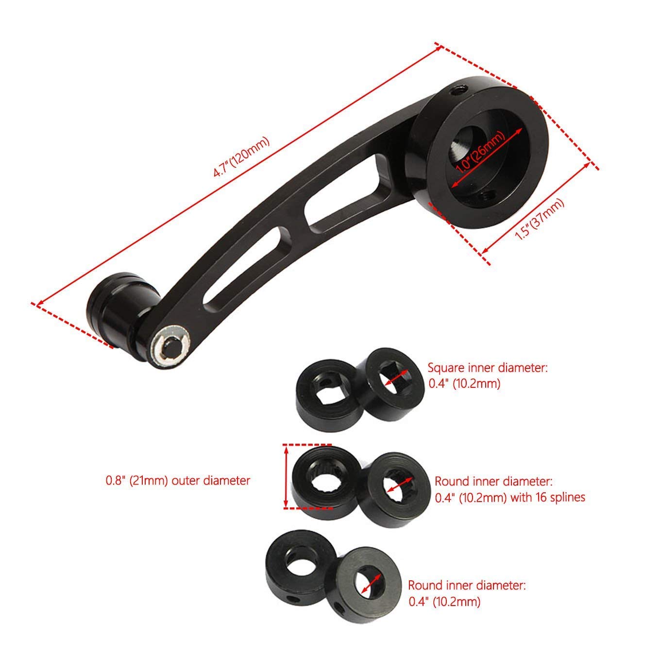 ALAVENTE Universal Car Window Crank Handle Winder - Billet Aluminum Replacement for Wagon & Truck Door Windows (Pair, Black) - Easy DIY Installation & Smooth Operation