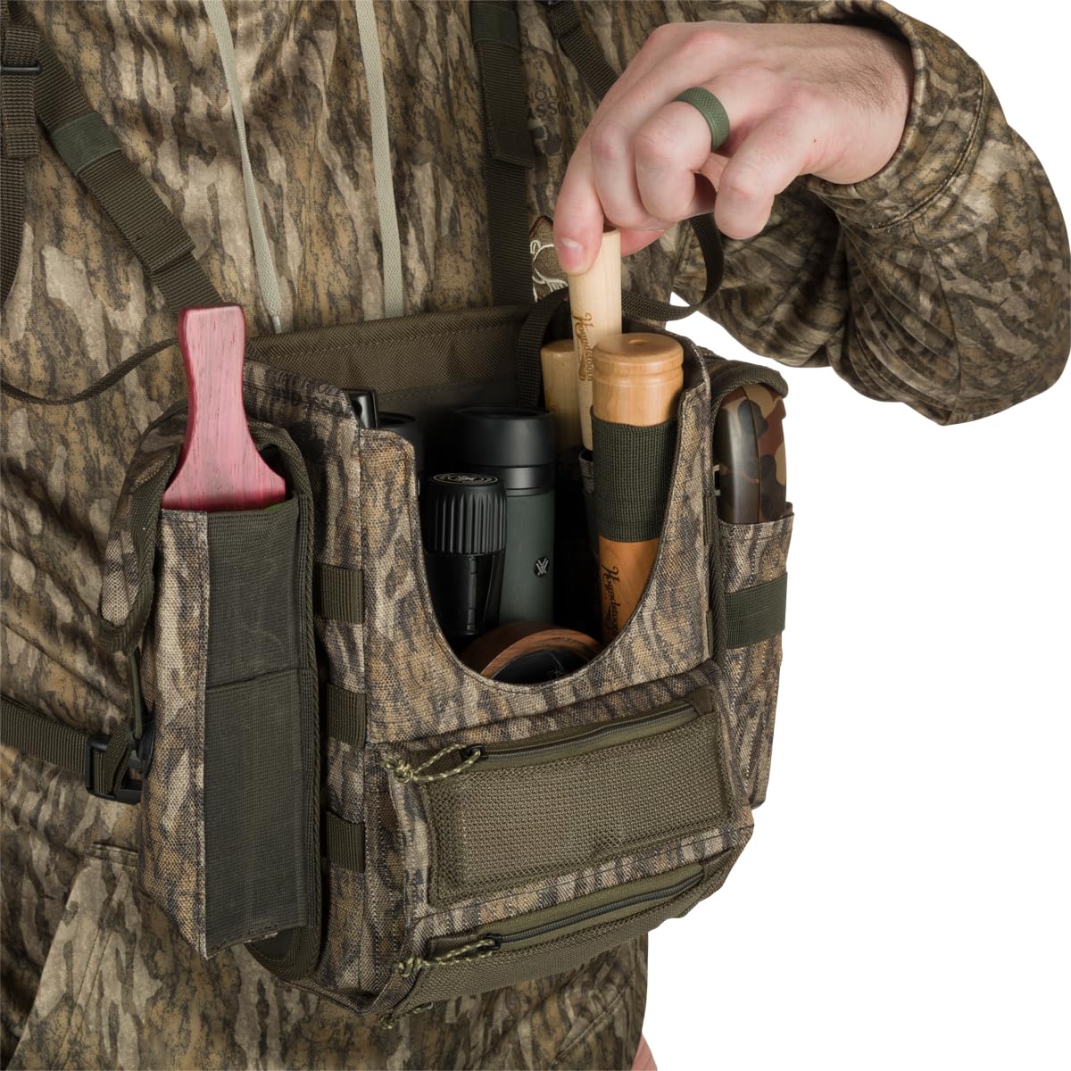 Drake Waterfowl Ol' Tom Turkey Camo Chest Pack Bino Harness - Mossy Oak Bottomland Camouflage for Hunting Gear - Perfect for Turkey Hunting, Bird Watching & Outdoor Adventures