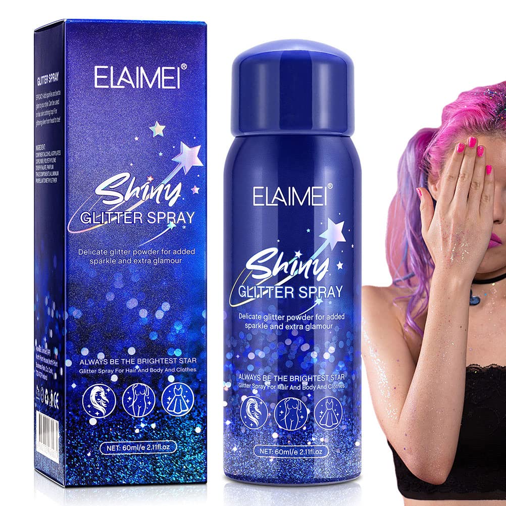 Long Lasting Shiny Shimmer Body Glitter Spray for Women - 60ml High Gloss Temporary Sparkle Highlighter for Face, Hair & Nails | Perfect for Wedding, Party & Festival Makeup | Waterproof & Quick-Drying Formula