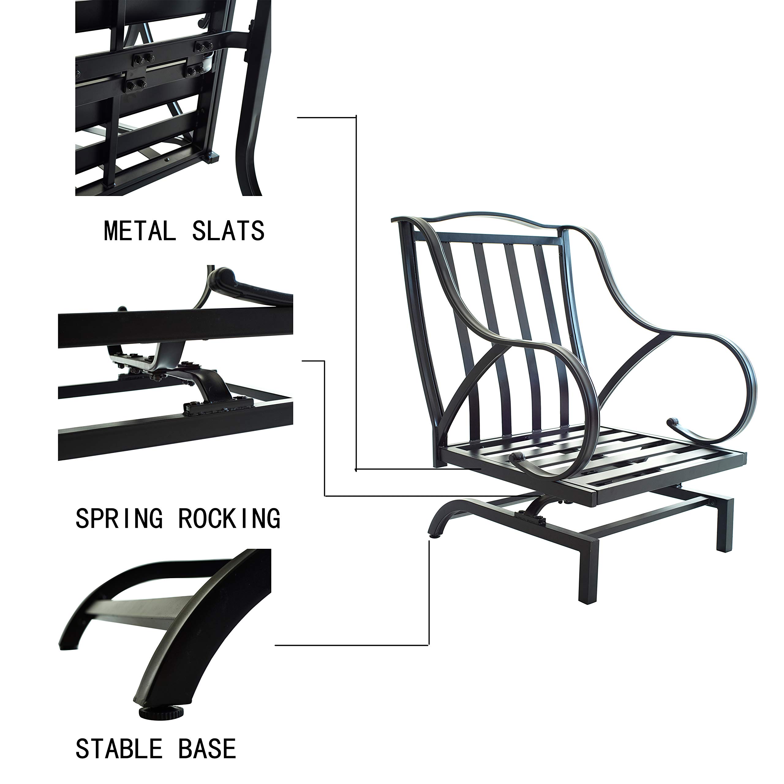 Rocking Motion Patio Chair - Outdoor Deep Seating Club Chair with Soft Cushions & Sturdy Metal Frame - Blue Garden Furniture for Yard, Lawn, Poolside Relaxation (1PC) - Perfect for Lounging, Sunbathing, and Outdoor Entertaining