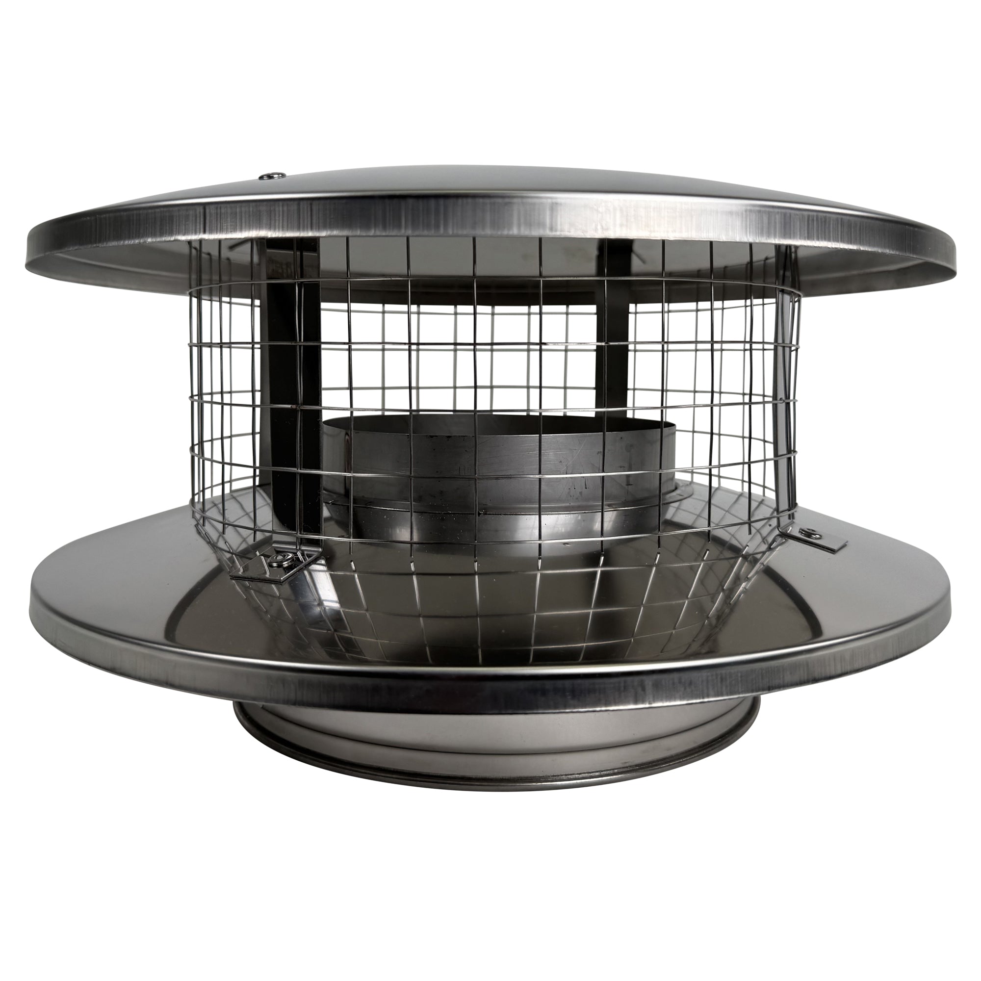 6-Inner Diameter Chimney Cap with Flat Top & Spark Screen - Durable Stainless Steel Chimney Cover for Fireplace, Wood Stove & Outdoor Use