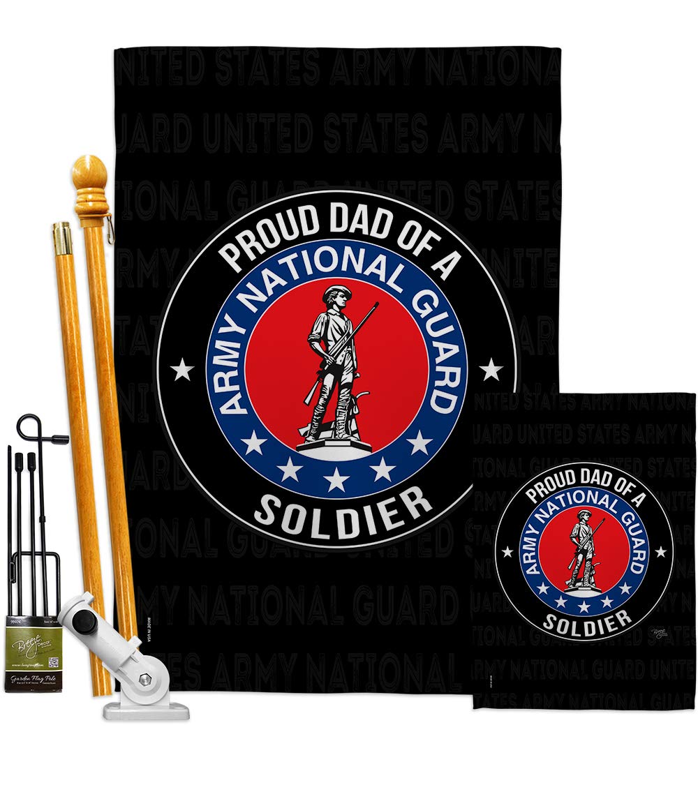 US Army National Guard Soldier Garden Flag Kit - Double-Sided 28x40 Inch Military House Banner for Proud Dad & Veterans - Patriotic Yard Decoration Made in USA | Perfect for Armed Forces Day, Memorial Day & Veterans Day Celebrations