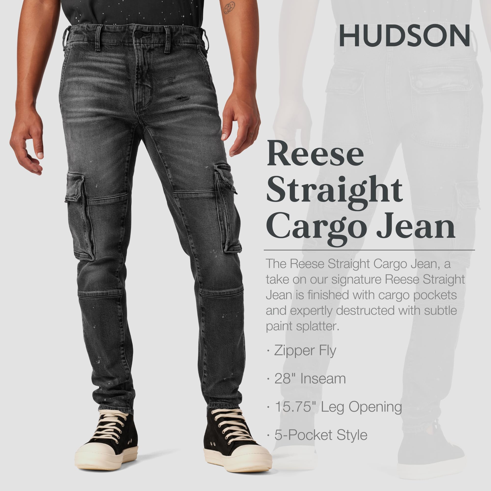 HUDSON Men's Reese Straight Cargo Pants - Comfortable & Durable Workwear for Outdoor, Hiking & Casual Wear