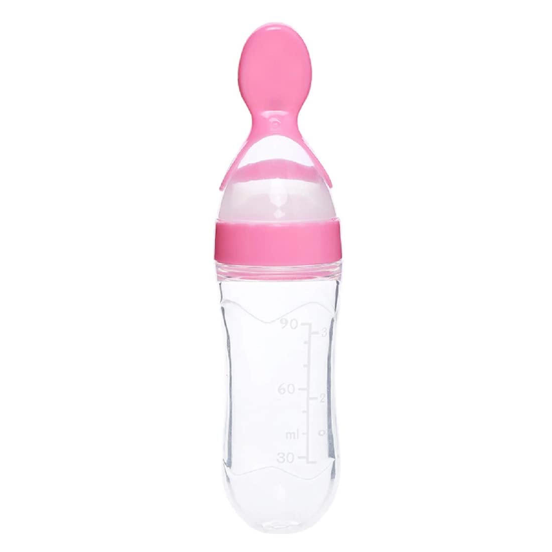 The Cheeky Kidzz Baby Silicone Squeeze Spoon - Rice Cereal Feeder Bottle with Fruit Rattle Nibbler Teether for Toddlers (Design 32, Multicolor) - Perfect for Mess-Free Feeding & Teething Relief On-The-Go