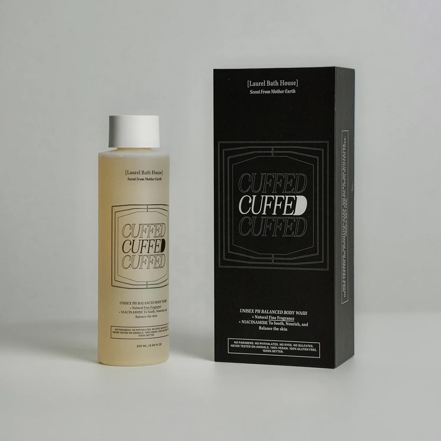 Premium Cuffed Body Wash for Men - Hydrating & Nourishing with Niacinamide, Leather, Tobacco & Raspberry Scent - Paraben, Sulfate & Phthalate Free - 8oz (3 Pack) - Ideal for Daily Shower, Gym Recovery & Gift Giving
