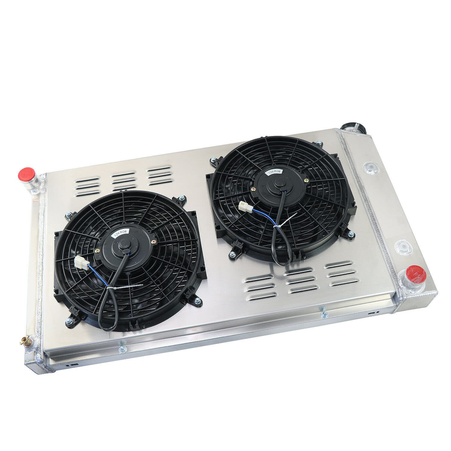 4 Row Aluminum Radiator Shroud Fan for 1970-1981 Pontiac Firebird & Trans Am 3.8L-6.6L I6 V8 Engine - High Performance Cooling System Upgrade for Classic Muscle Cars, Racing & Hot Rod Restoration Projects