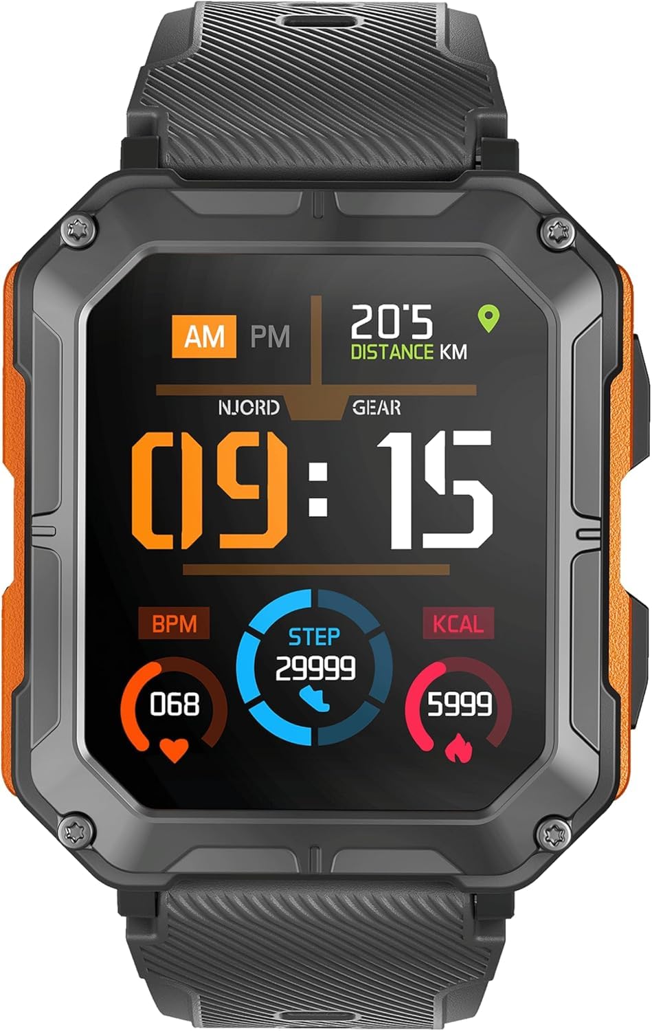 Indestructible Smartwatch IP68 Waterproof Rugged Outdoor Smartwatch - Bluetooth Calling, Heart Rate & Sleep Monitor - Compatible with Android iOS (Orange) - Perfect for Hiking, Running & Extreme Sports