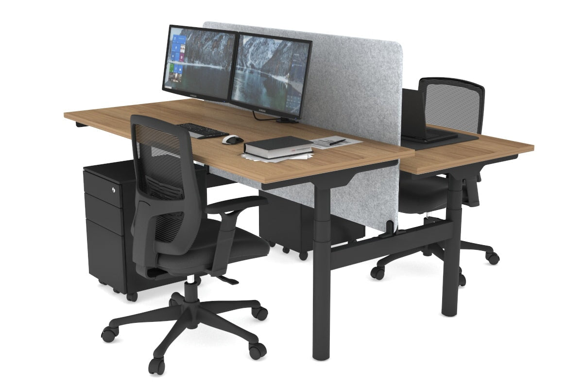 Flexi Premium Height Adjustable 2-Person H Bench Workstation - Black Frame [1800L x 700W] - Ergonomic Office & Home Workspace Solution for Shared Desks