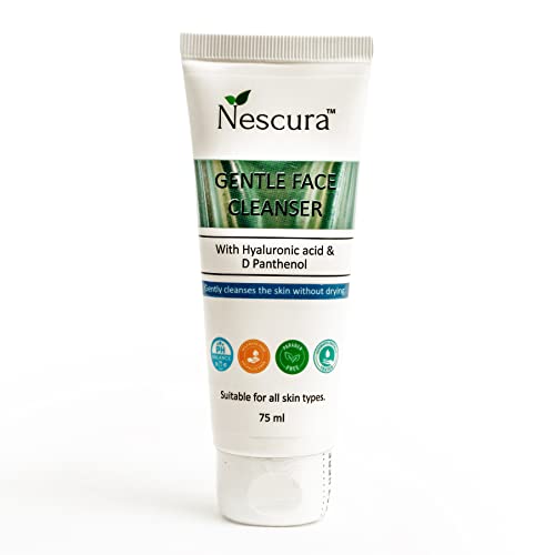 Nescura Gentle Face Cleanser with Hyaluronic Acid & Vitamin B5 - 75ml for Men & Women | All Skin Types | Daily Cleansing & Hydration for Sensitive, Dry & Oily Skin