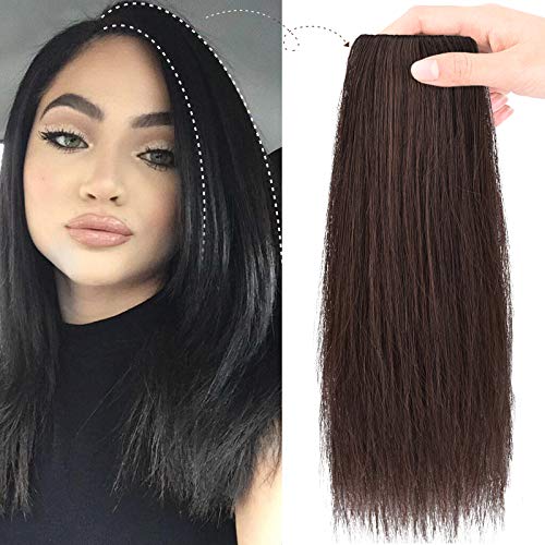 REECHO 12-Inch Clip-In Hair Extensions for Women - Thick Hair Topper for Volume & Thinning Hair - Dark Brown Human Hair Extensions for Everyday Styling & Special Occasions