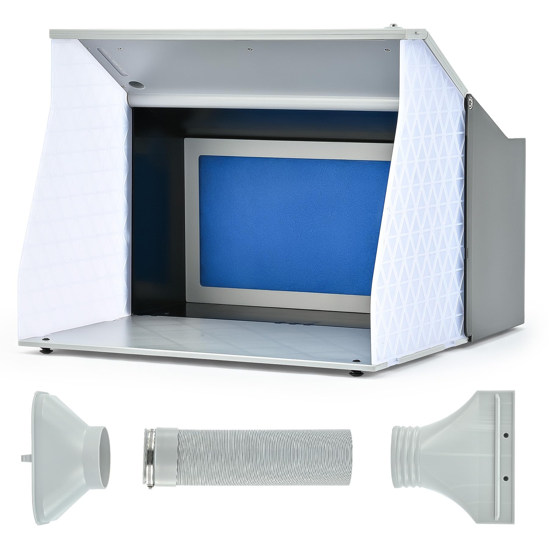 CO-Z Professional Airbrush Spray Booth with Dual Fans & 4 LED Lights - Portable Folding Painting Station with 19.5cm Turntable & 140cm Exhaust Hose - Perfect for DIY Model Painting, Cake Decorating, Nail Art & Craft Projects