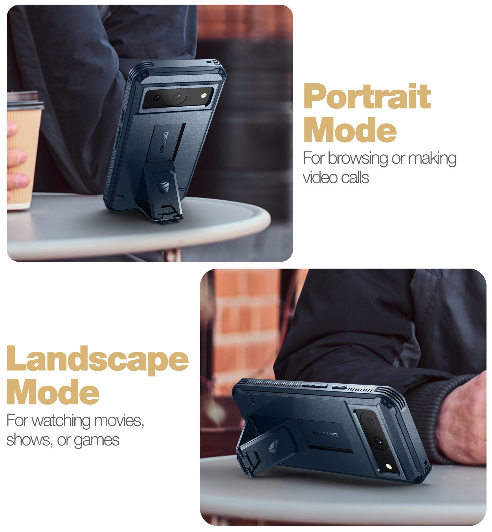 Dexnor Heavy Duty Shockproof Rugged Case for Google Pixel 8 with 2 Screen Protectors, Full Body Bumper & Kickstand - Perfect for Outdoor Adventures, Travel, and Daily Protection
