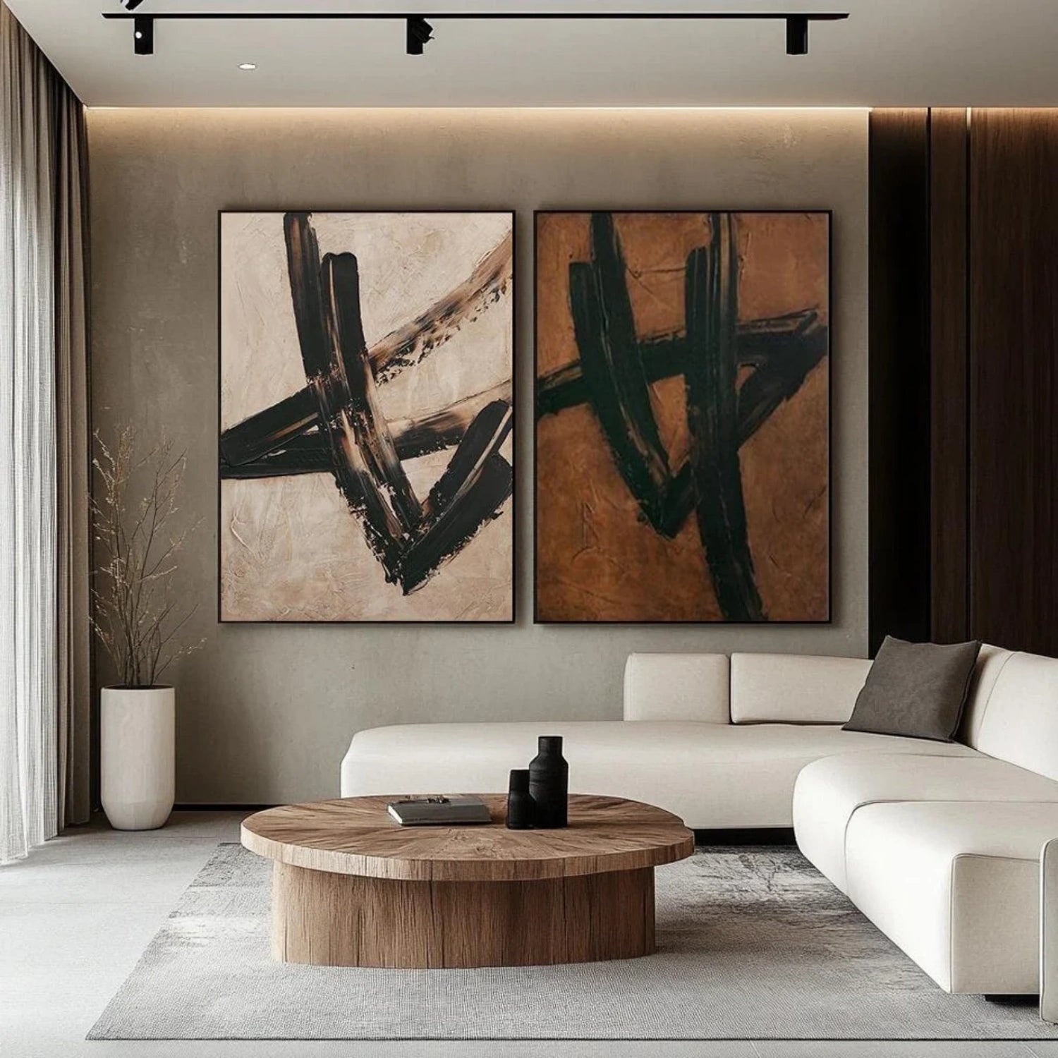 Abstract Tranquility Set of 2 Wall Art Paintings - Modern Canvas Prints for Living Room, Bedroom & Office Decor #WS302