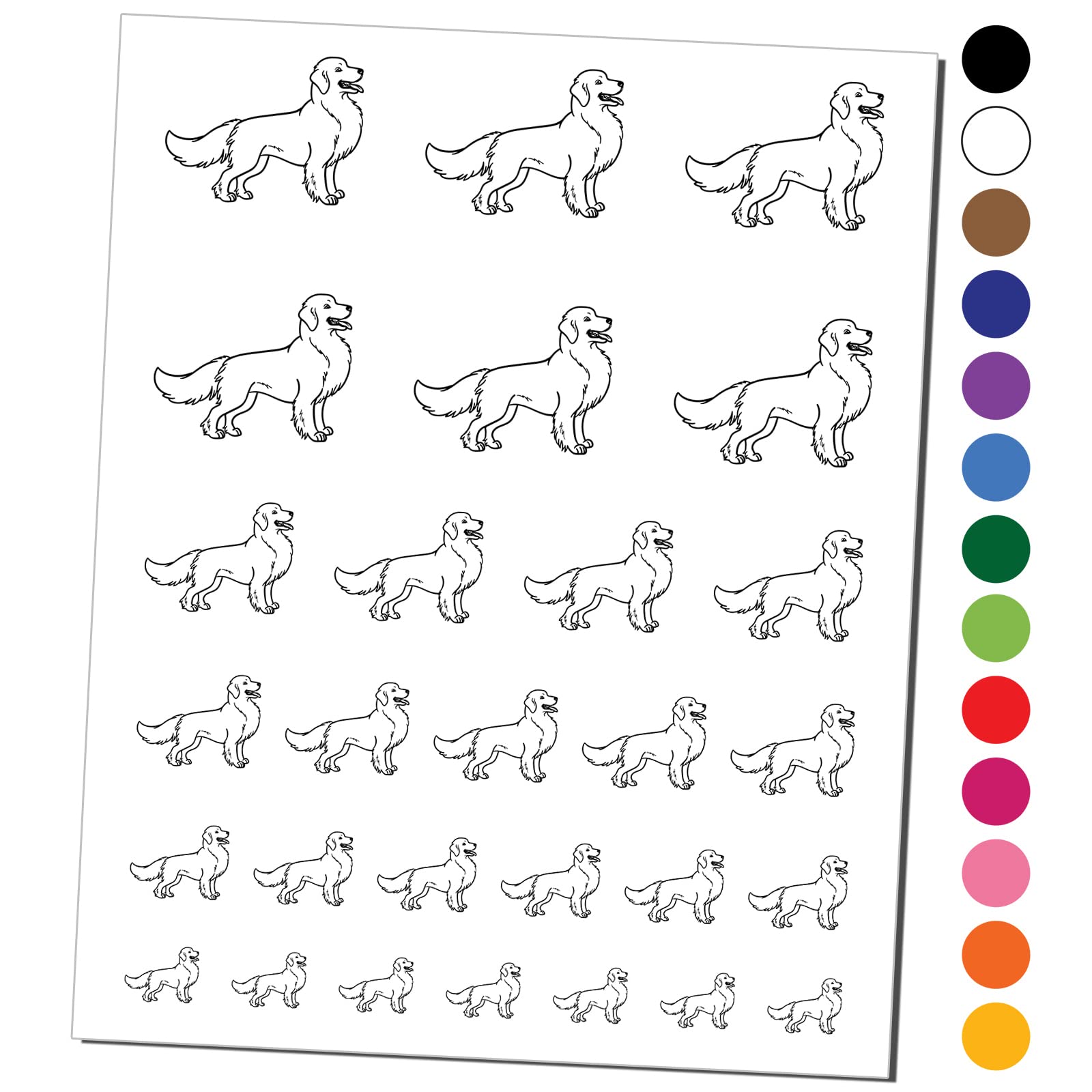 Golden Retriever Temporary Tattoos for Dogs - Waterproof Fake Pet Body Art Stickers (Black, 1 Sheet) - Perfect for Pet Parties, Costume Events & Dog Lovers