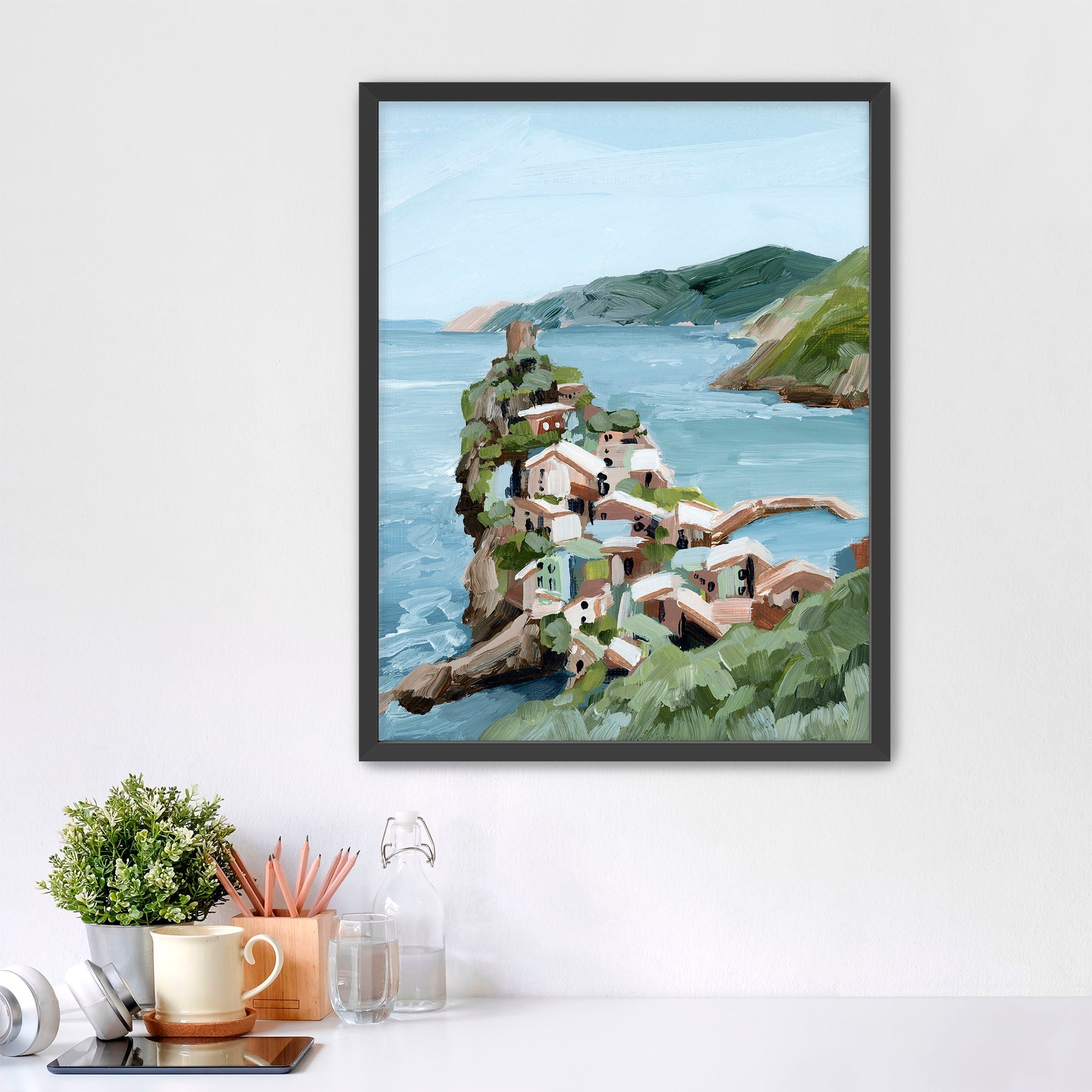 Cliffs of Vernazza Art Print - Stunning Italian Landscape Wall Decor for Living Room, Bedroom & Office - Perfect Coastal Themed Home Decoration