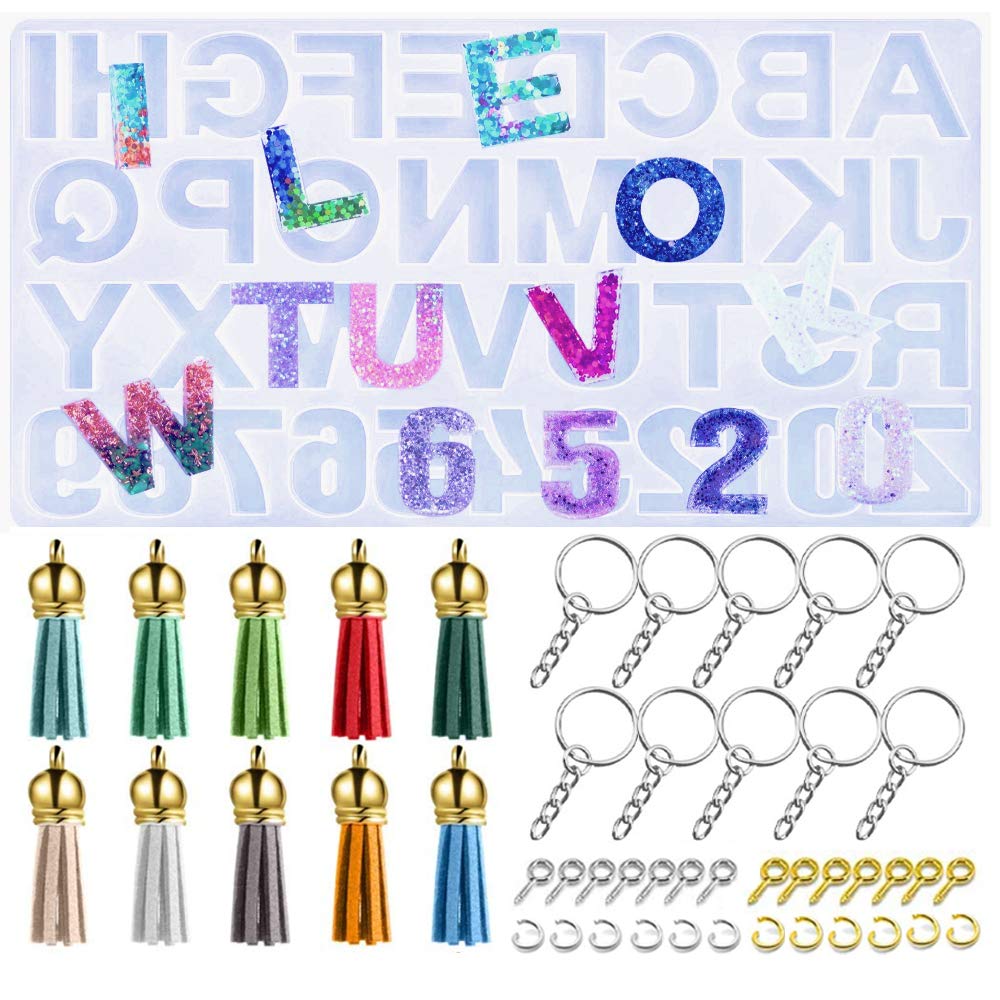 Premium Super Thick Letter & Number Silicone Molds for Resin Casting - DIY Epoxy Keychain, Jewelry & Pendant Making (171 Pieces) - Perfect for Craft Projects, Gift Making & Home Decor
