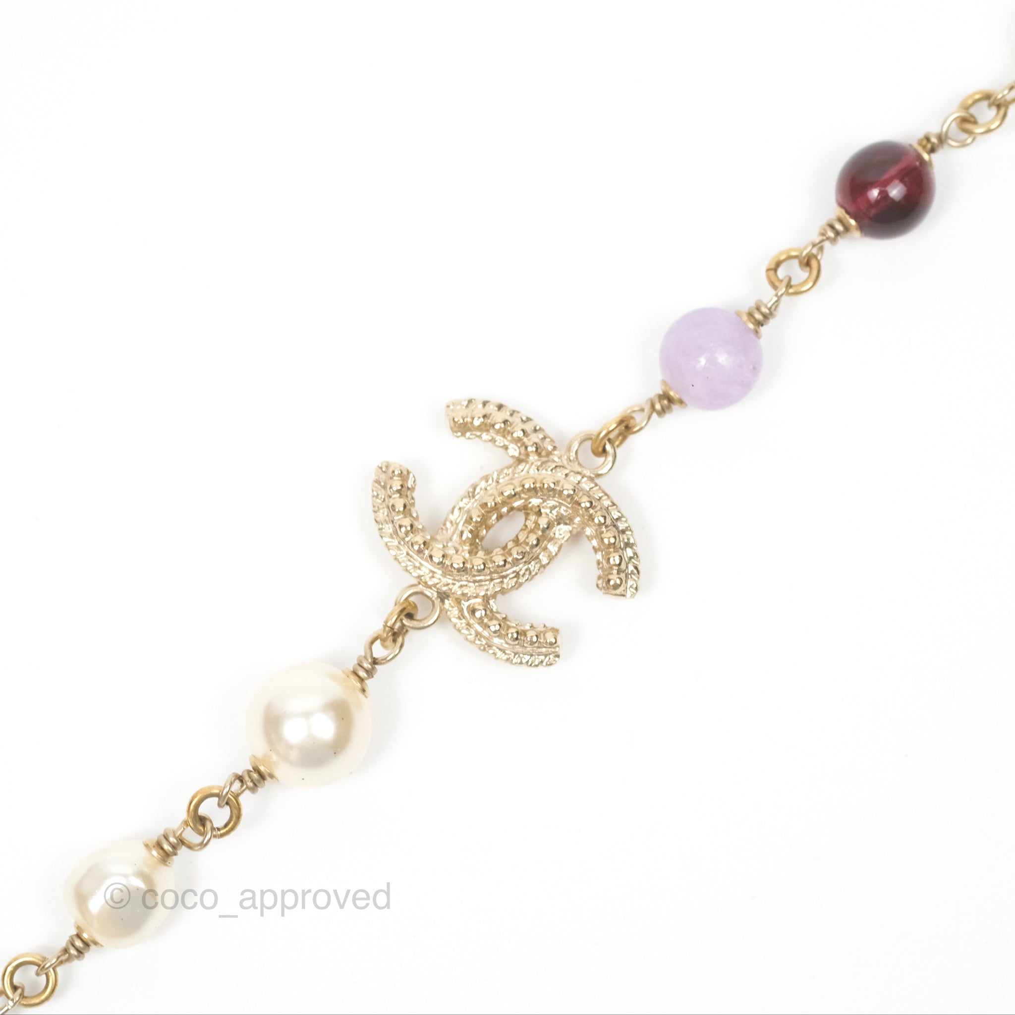 Chanel CC Pearl Gemstone Long Necklace in Gold Tone - 17A Collection | Elegant Jewelry for Women, Perfect for Parties, Weddings & Special Occasions