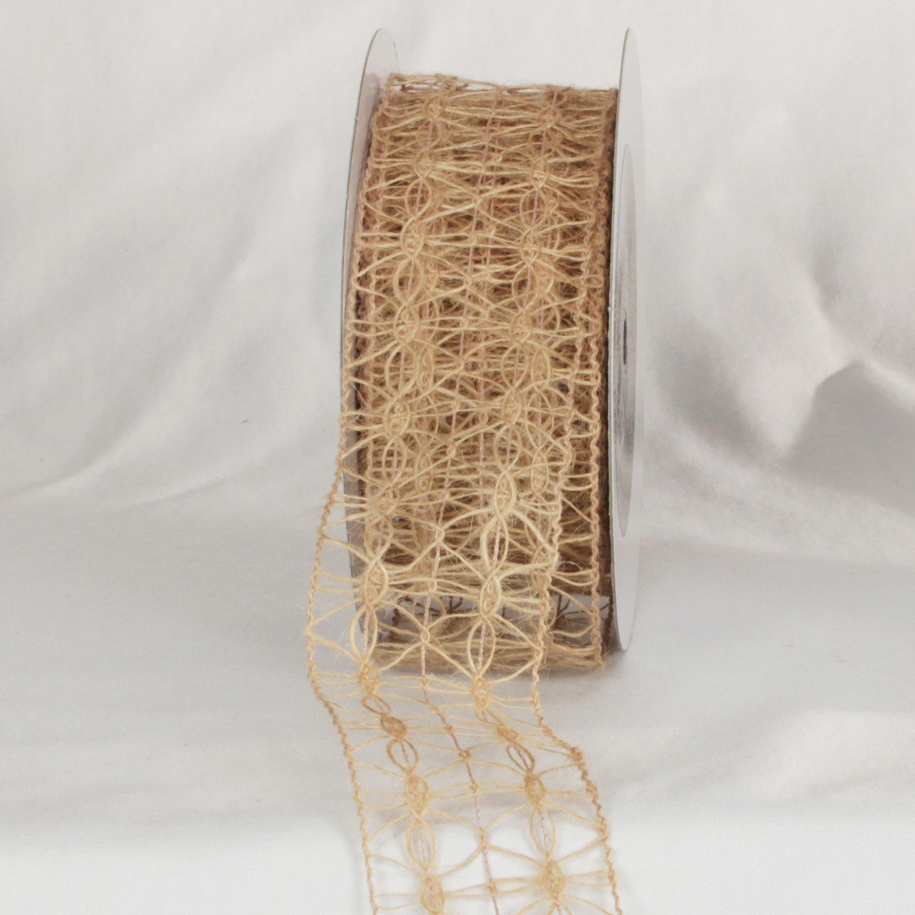Natural Jute Woven Netting Wired Craft Ribbon - 2 Inch x 80 Yards Bulk Roll for DIY Wedding Decor, Gift Wrapping, Floral Arrangements & Home Crafts