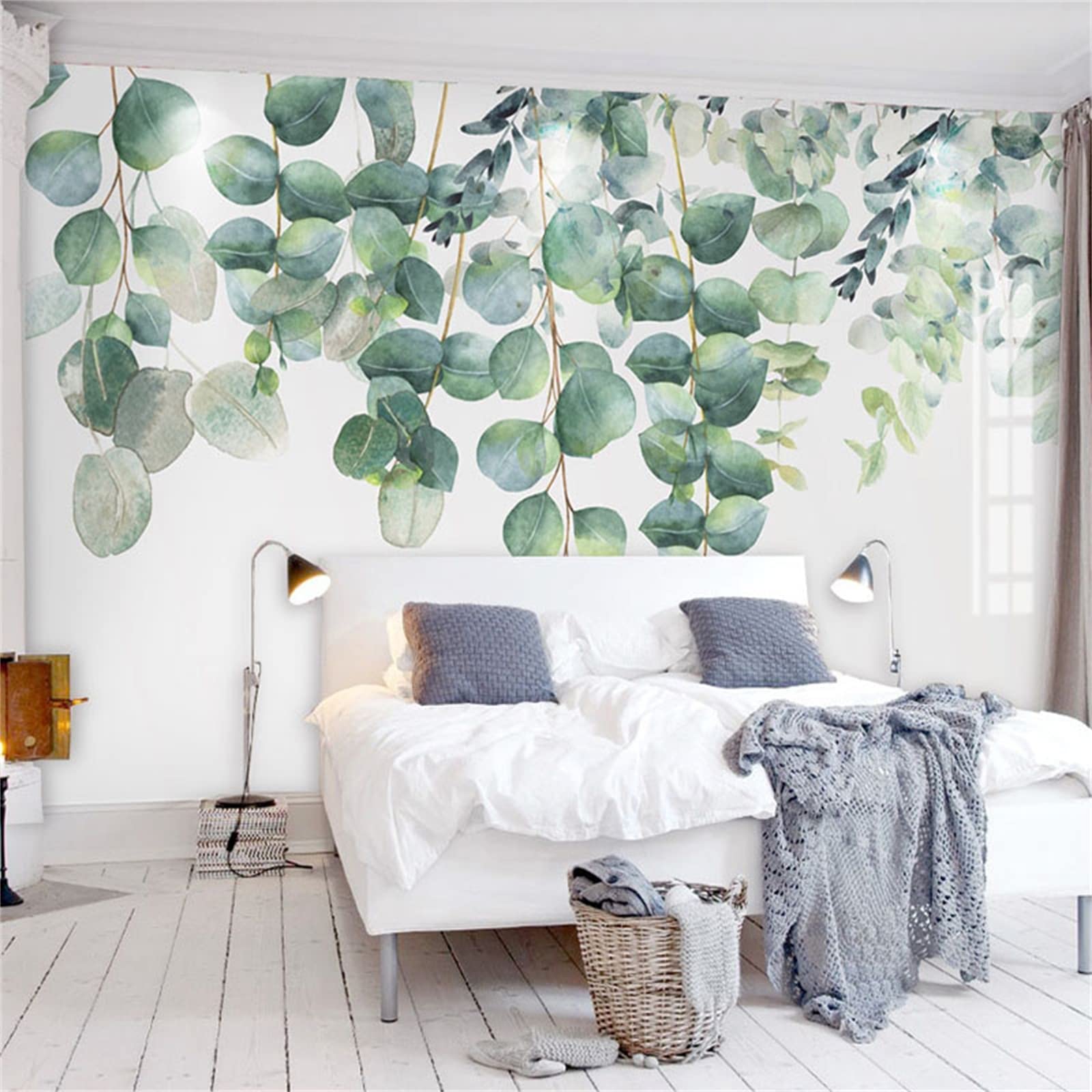 3D Tropical Mural Wallpaper - Green Foliage Art Modern Plants Panoramic Photo Wall Decor for Living Room, Dining Room & Bedroom (137.8