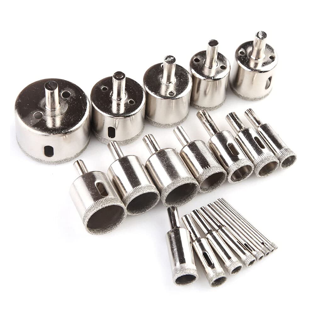 20pcs Diamond Coated Drill Bit Kit (3mm-50mm) for Tile, Marble, Glass & Ceramic - Professional Hole Saw Set for Power Tools - Perfect for Home Renovation, DIY Projects & Construction Work