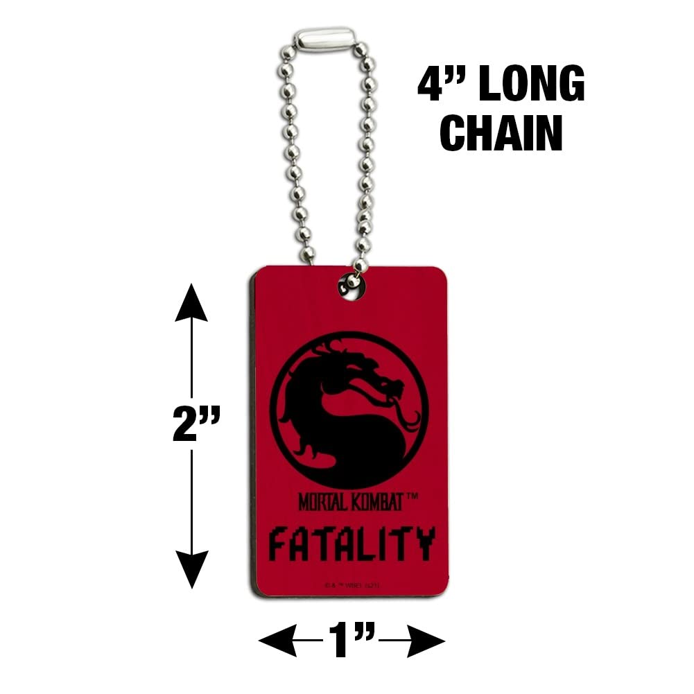 Mortal Kombat Fatality Logo Wooden Rectangle Keychain - Engraved Gaming Key Ring for Fans - Perfect for Gifts, Cosplay, and Gaming Accessories