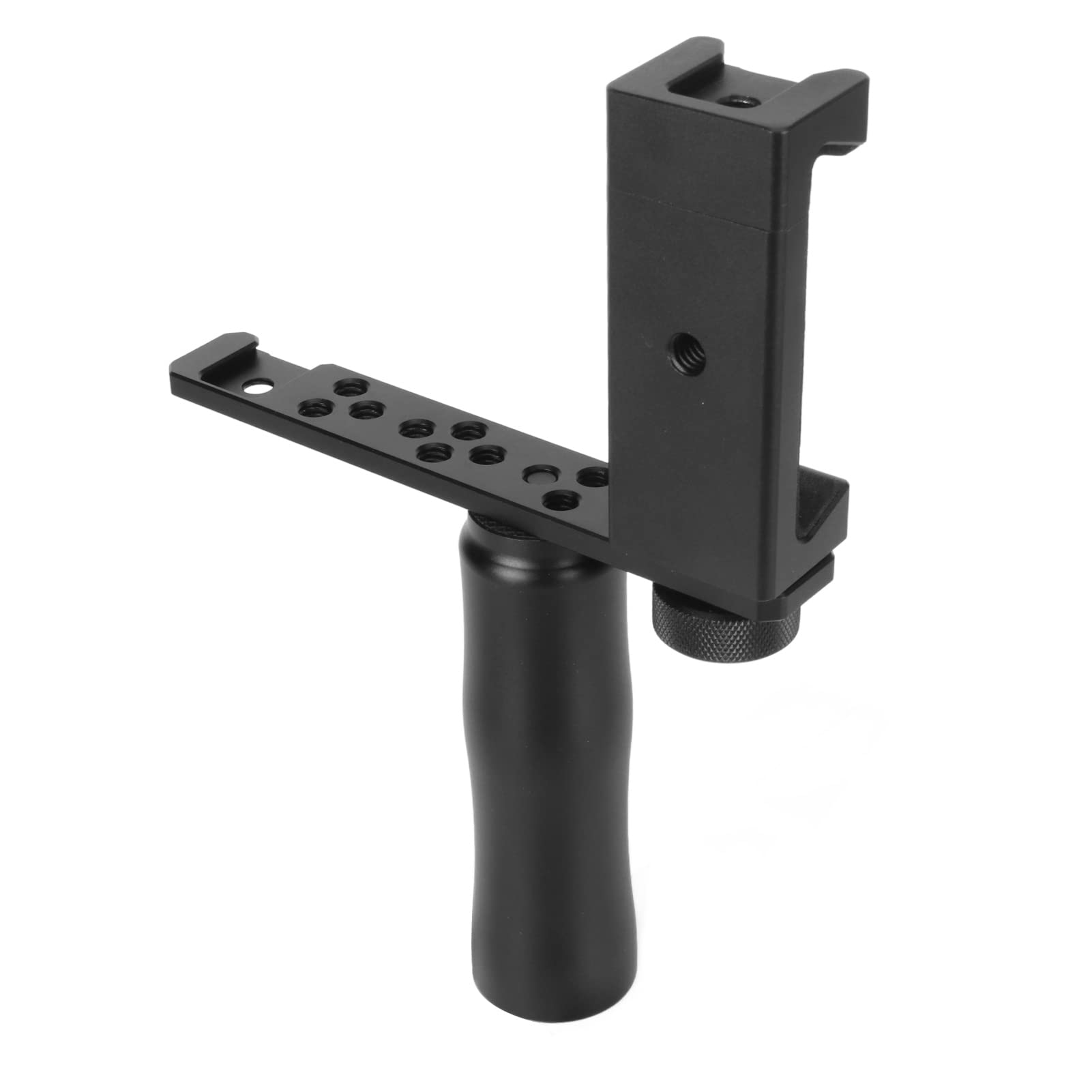 Adjustable Smartphone Video Stabilizer Grip with Cold Shoe Mount, LED Light & Built-in Mic - Portable Handheld Gimbal for Vlogging, YouTube & Live Streaming - Includes Wrist Strap for Secure Grip - Perfect for Travel, Events & Content Creation