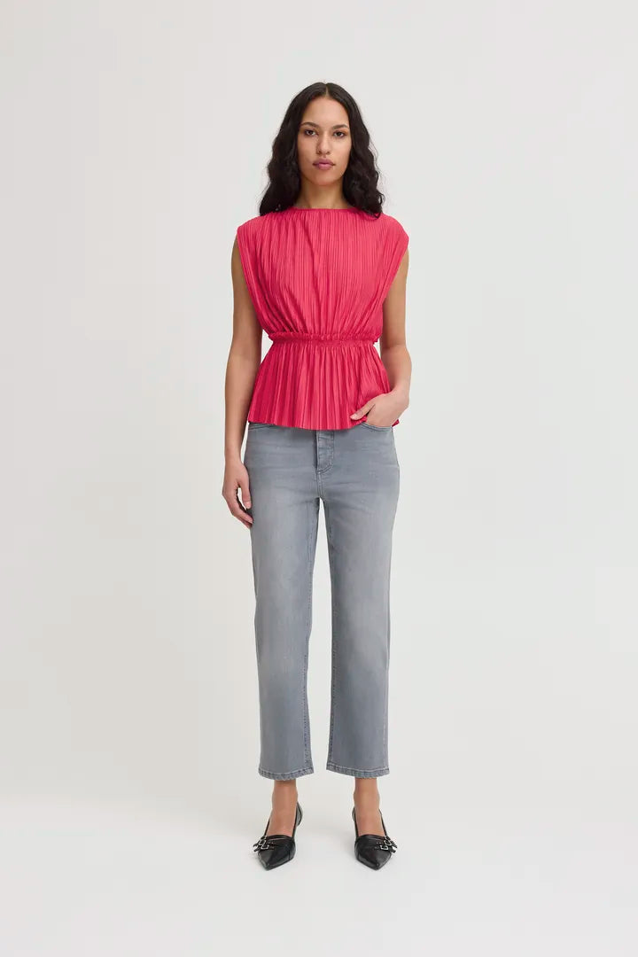 Ivy Sleeveless Top for Women - Bright Rose Summer Blouse, Breathable Casual Shirt for Outfits, Date Night & Beach Wear