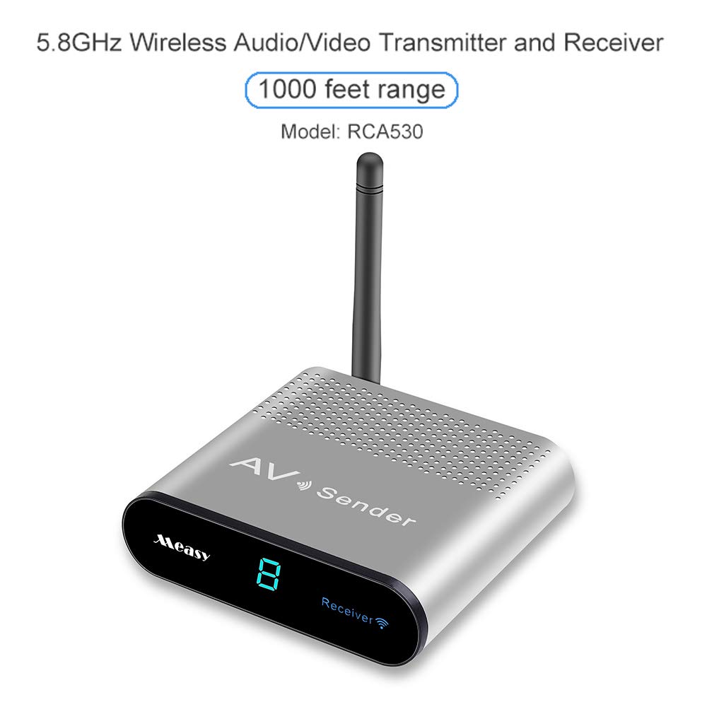 5.8GHz Wireless AV Transmitter and Receiver Kit - Aluminum Alloy, 300m Range, IR Remote Control, RCA530 for STB/Monitor/Home Theater/Outdoor Projection (Ideal for Home Entertainment, Surveillance Systems & Outdoor Movie Nights)