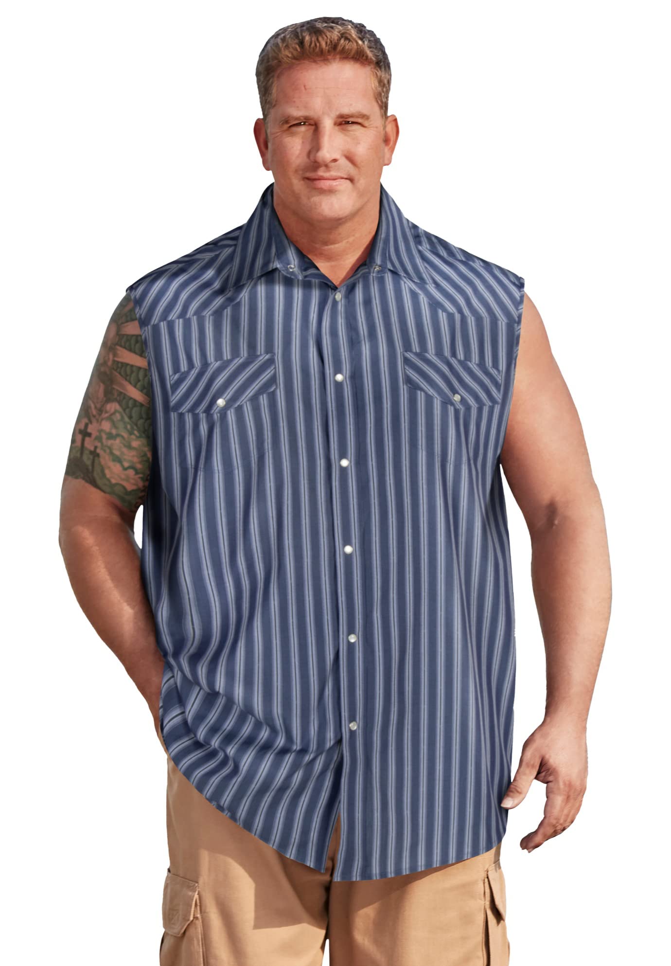 KingSize Men's Big & Tall Western Snap Button Shirt - Comfortable Muscle Fit for Cowboy, Ranch & Outdoor Work - Perfect for Rodeo, Country Music Festivals & Casual Wear