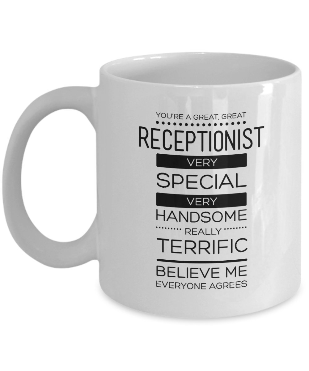 Funny Father's Day Gifts for Receptionists - Sarcastic Coffee Mug with Humorous Sayings | Unique Office Gift for Receptionist Birthday & Appreciation | Perfect for Daily Coffee Breaks & Desk Decor