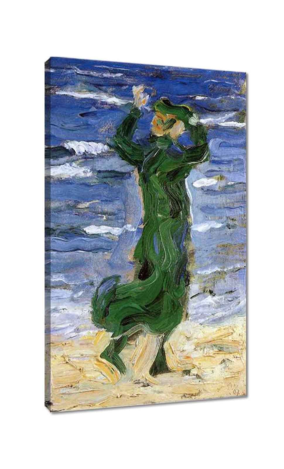 Franz Marc 'Woman in the Wind by the Sea' Abstract Framed Canvas Wall Art Print (31x52 Inch) - Modern Living Room Decor, Farmhouse Bedroom Wall Decorations - Perfect for Home, Office & Gallery Display