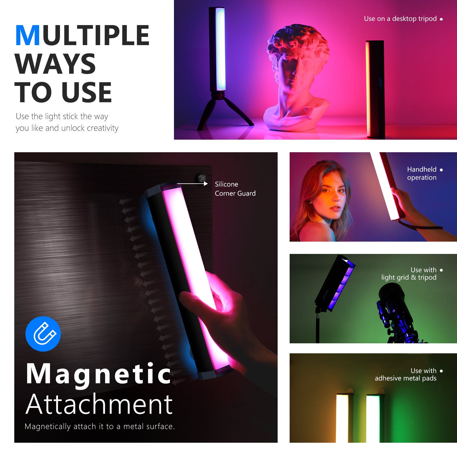 NEEWER RGB1 Magnetic Handheld Light Stick - Portable LED Video Light for Photography, Vlogging & Content Creation - Perfect for YouTube, TikTok & Live Streaming