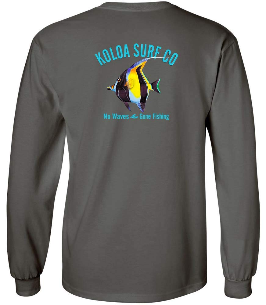 Koloa Surf Men's Moorish Idol Logo Cotton Long Sleeve T-Shirt - Regular, Big & Tall Sizes - Comfortable Surfing & Casual Wear for Beach & Everyday Use
