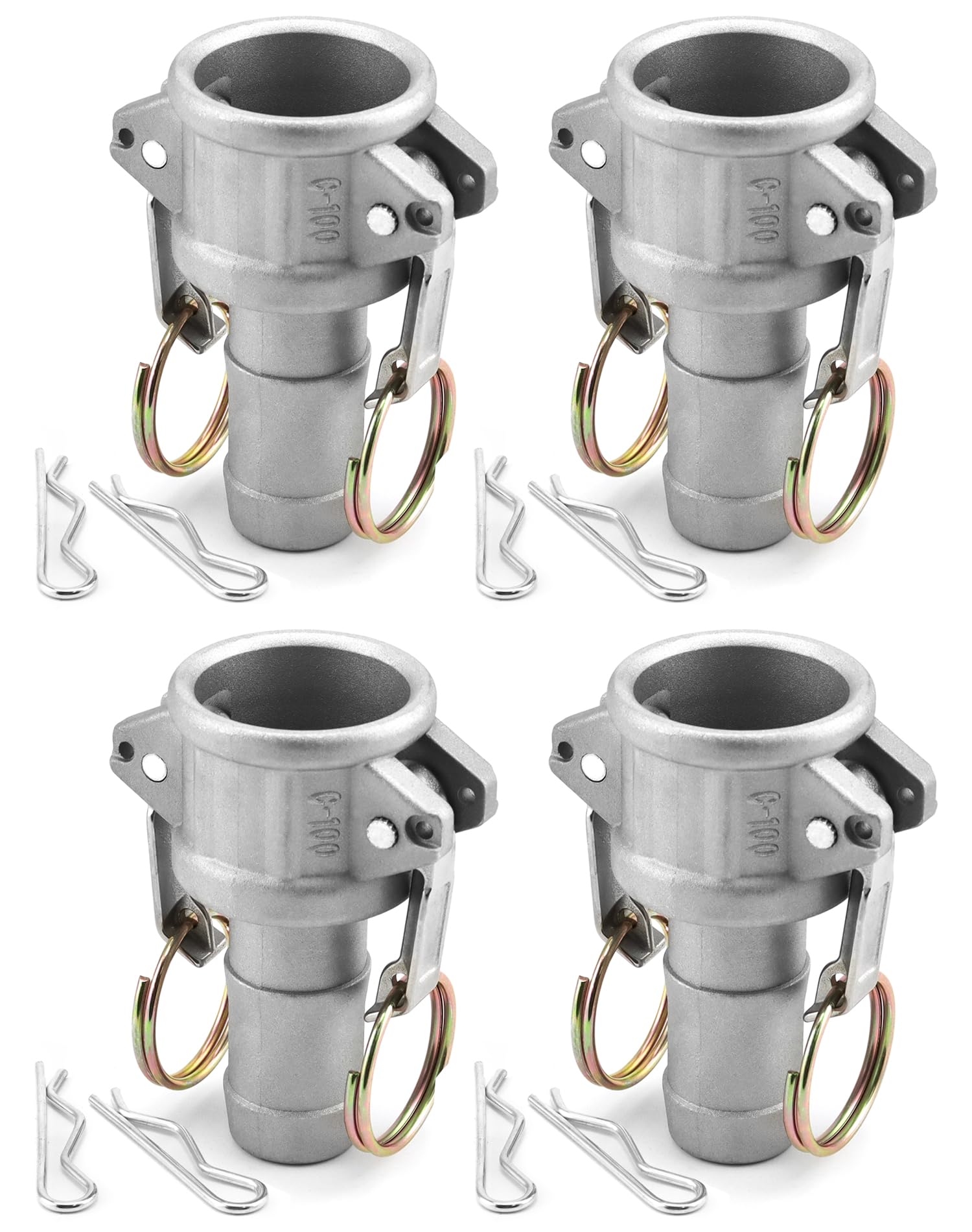 QWORK 4 Pack Aluminum Alloy Type C Camlock Hose Fitting - 1