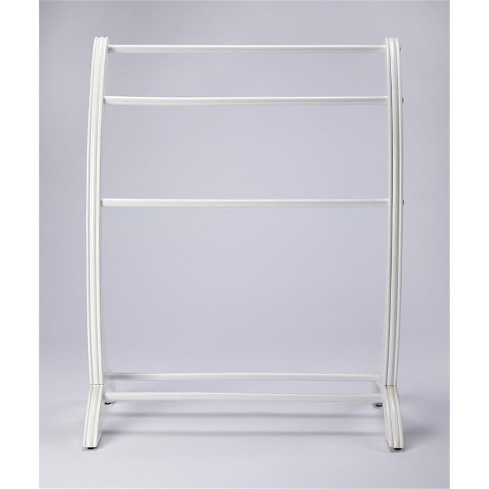 Premium White Beaumont Lane Mastercrafted Glossy Blanket Stand - Luxury Home Decor for Bedroom, Living Room & Guest Room